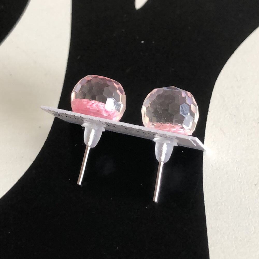4 for $20 Round Pink Glitter Stud Earrings - Picture 3 of 3